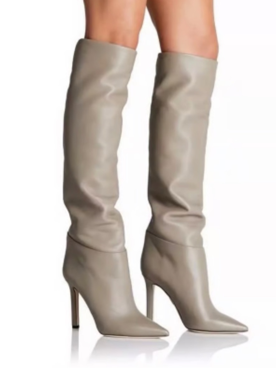 Nib Tamara Mellon Icon 105 Tall Pointed-Toe Knee Boots In Taupe Gray Size 40